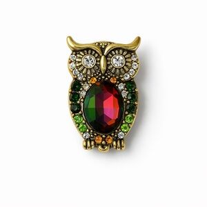⚜️ Vintage Style Elegant Gold Owl Brooch with Crystals 💎